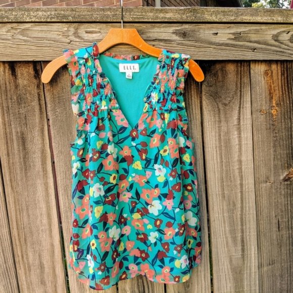Elle Tops - Elle Flowered Sleeveless Blouse XS